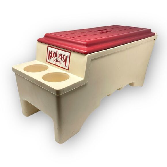 Igloo Kool Rest Car Center Console Cooler Can Holder Ice Chest Vintage Red Cream - Picture 1 of 16